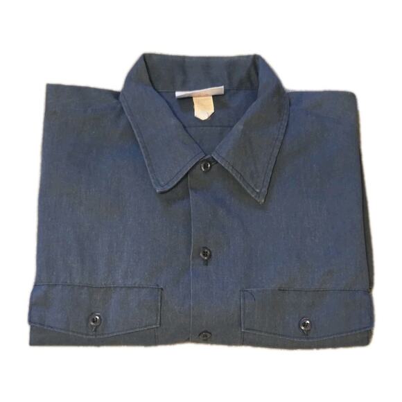 Dickies Navy Short Sleeve Button Work Uniform Shirt XXL Cotton Polyester Blend - Picture 8 of 8